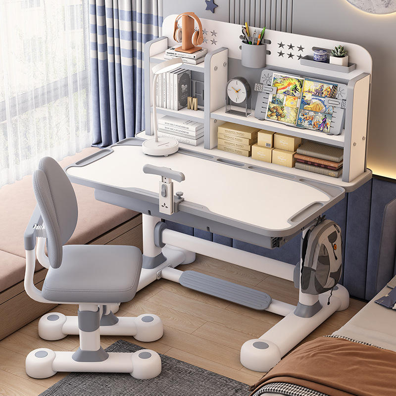 Height Adjustable Metal Furniture Set New Design Study Table Chair Bookshelf for Home Office School for Apartment Use