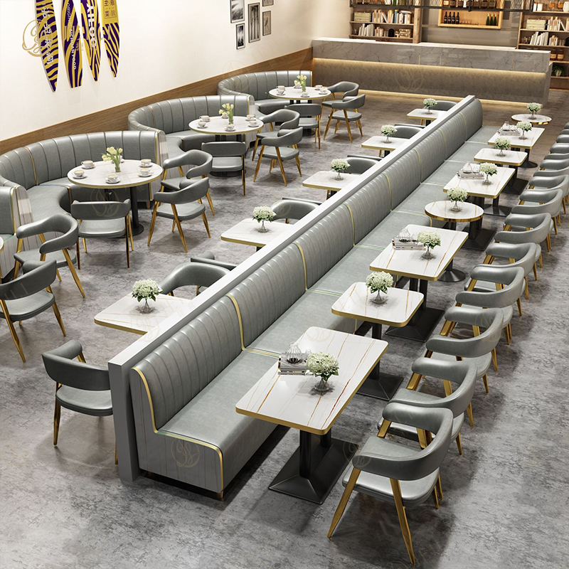 Morden Hotel Marble Restaurant and Cafe Furniture Set Corner Bench Restaurant Sofa Booth Seating Table with Chair for Project